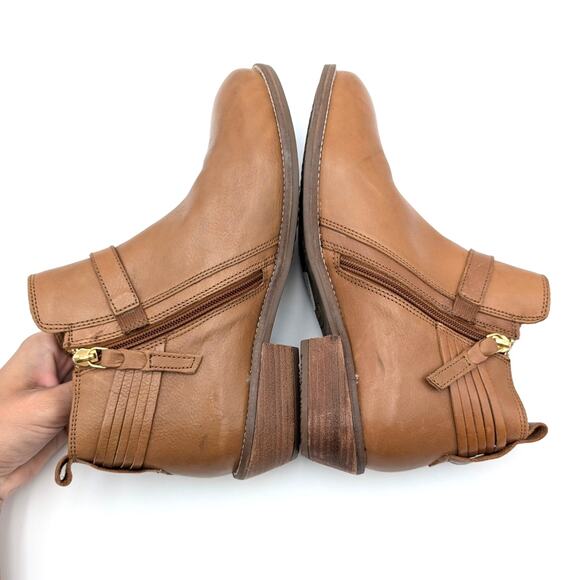 Softwalk Reade Fringe Detail Ankle Boots Women's Cognac Size US8M EU39 - Picture 6 of 13